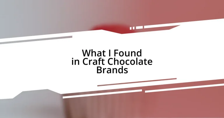 What I Found in Craft Chocolate Brands