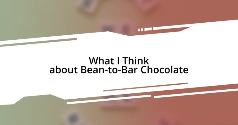 What I Think about Bean-to-Bar Chocolate