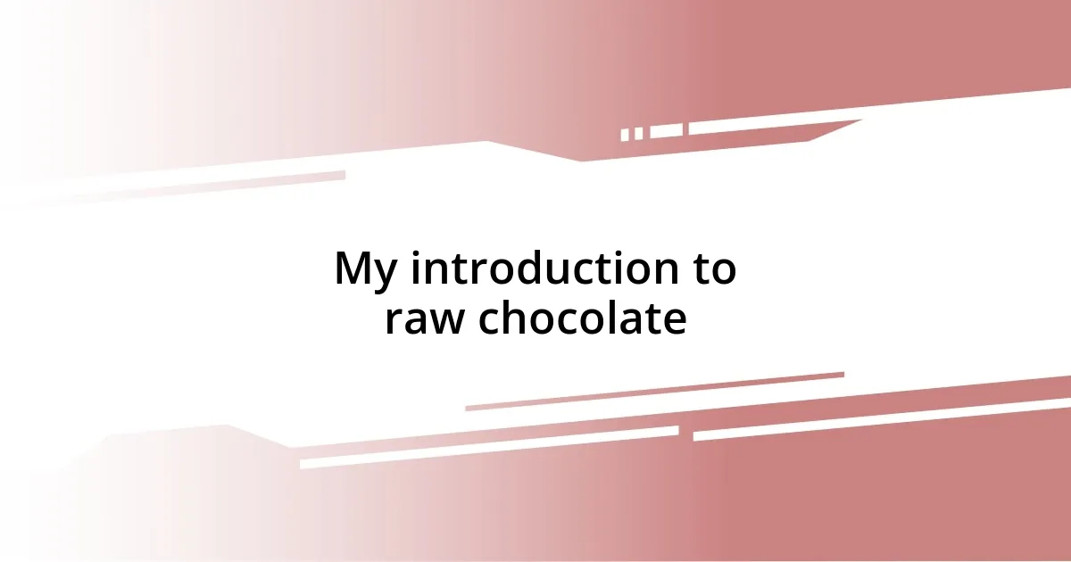 My introduction to raw chocolate