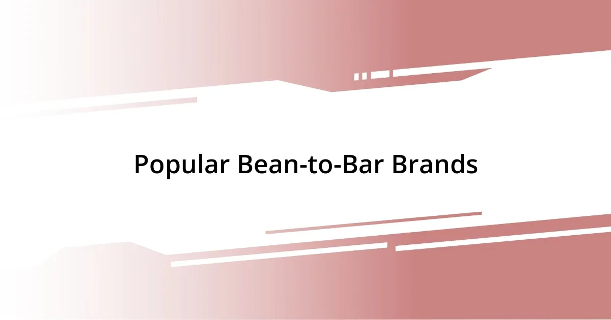 Popular Bean-to-Bar Brands